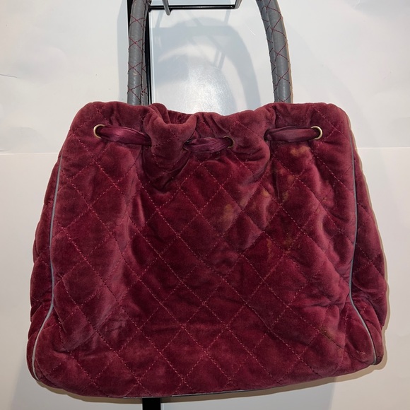 Maroon Juicy Couture Purse Vintage Y2K Tote Bag Handbag Quilted Preloved - Picture 5 of 12